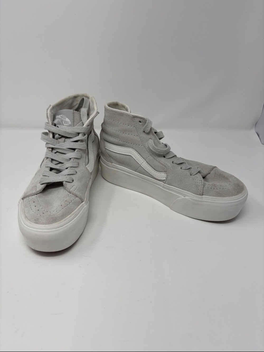 Vans High-Top Platform Sneakers - Light Gray and White 6